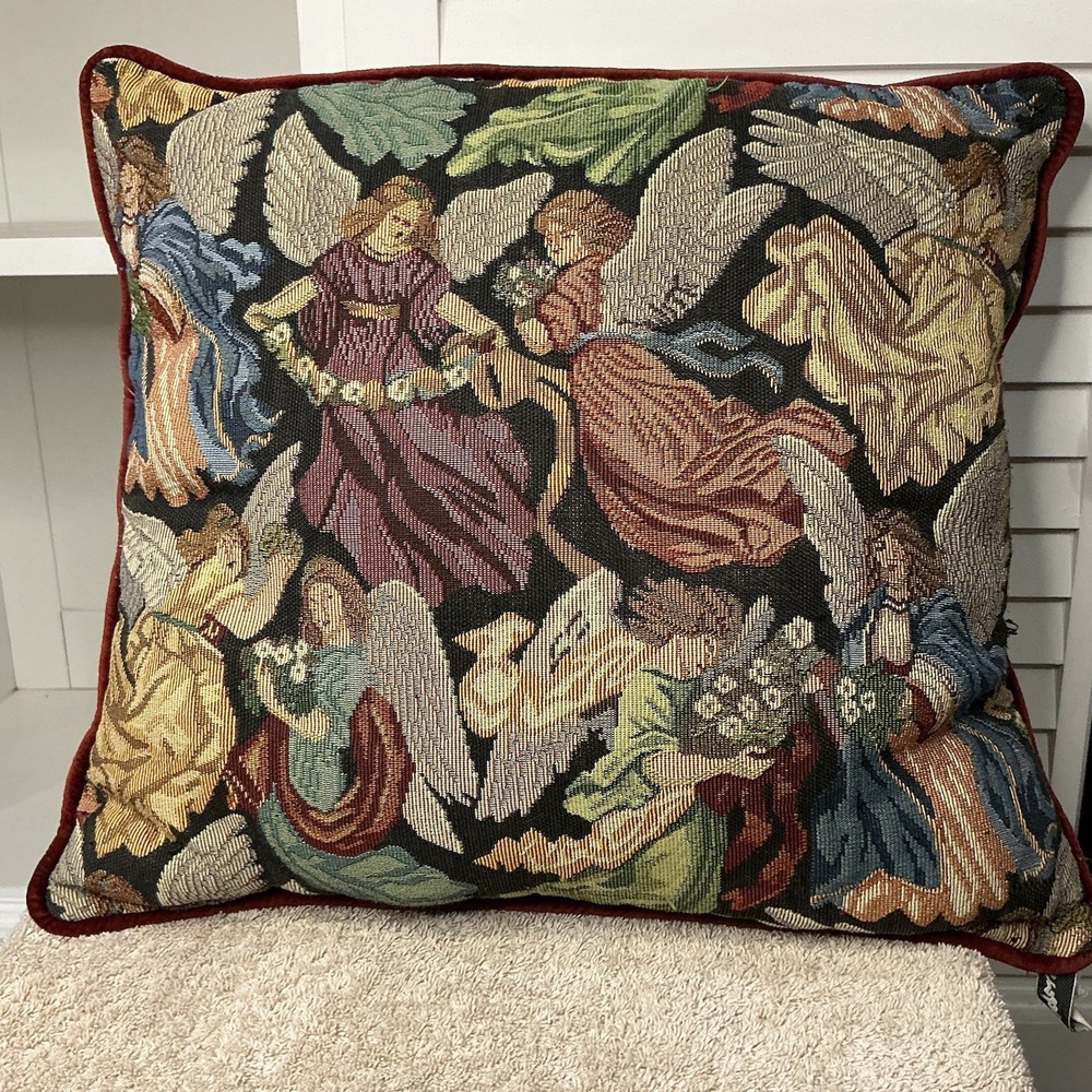 Victorian Angelic Angels Tapestry Throw Pillow 15"x15" Cottagecore Bridgerton‎